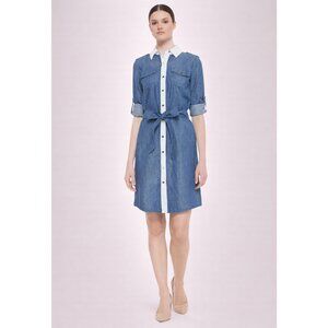 Tory Burch Brigitte Denim Contrast Shirt Dress